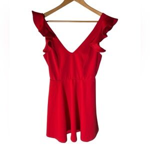X8- NEW NWT medium Red Ruffle Sleeve V-Neck Mini Dress